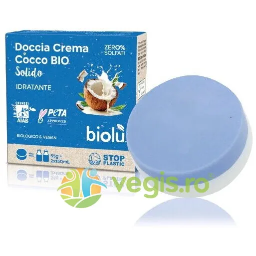 Gel de Dus Solid si Crema Hidratanta cu Cocos Bio 55g BIOLU — preț și oferte