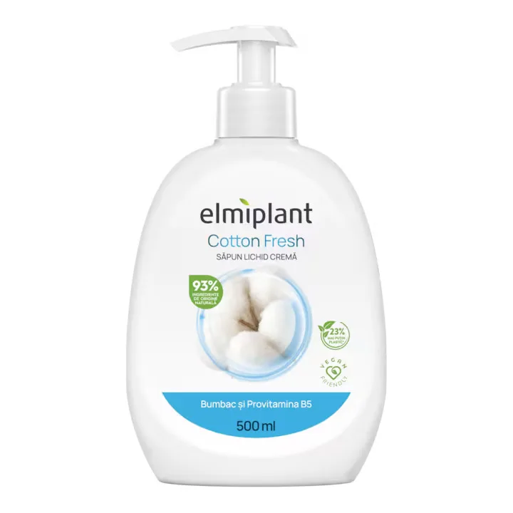 Sapun lichid cu bumbac si provitamina B5 Cotton Fresh, 500ml, Elmiplant — preț și oferte