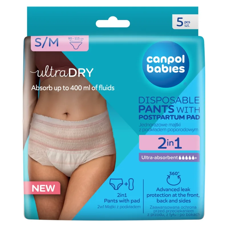 Chiloti postnatali de unica folosinta 2 in 1 marimea S/M, 5 bucati, Canpol babies — preț și oferte