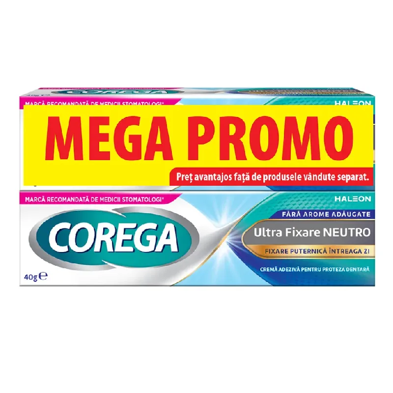Pachet Crema adeziva pentru proteza dentara Neutro Corega, 2*40 g, Haleon — preț și oferte