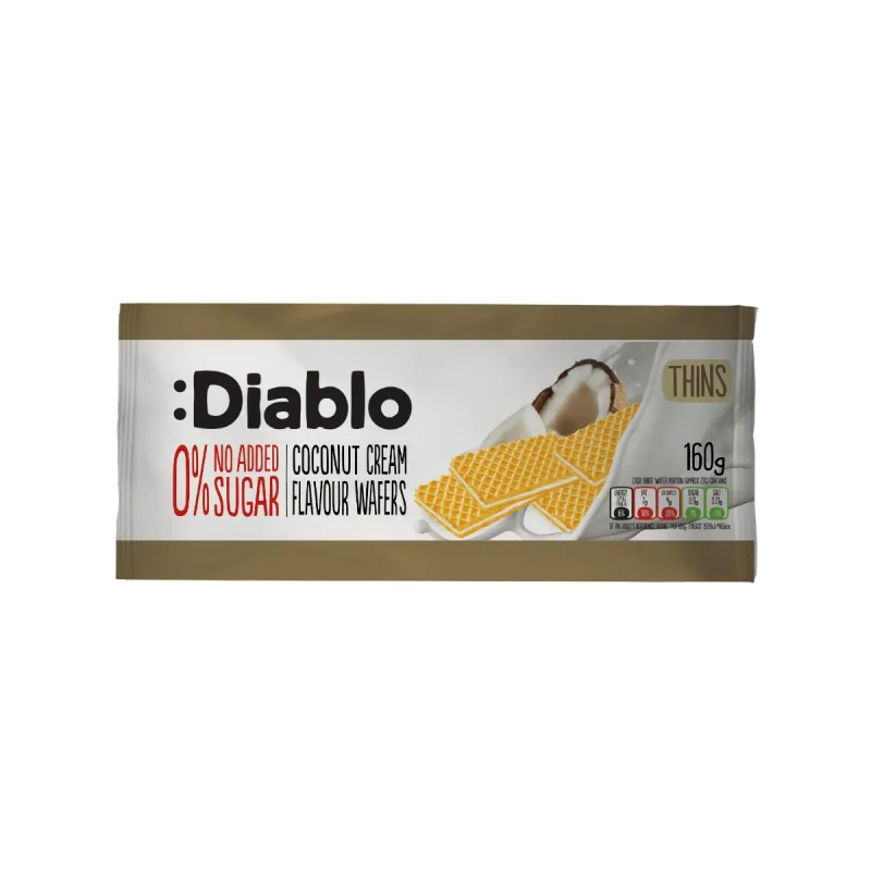 Napolitane fara zahar cu umplutura de cocos, 150g, Diablo — preț și oferte
