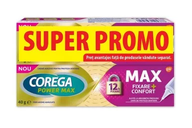 Corega Max Fixare + Confort Crema adeziva 40 g 1+1 — preț și oferte