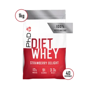 Pudra proteica cu aroma de capsuni Diet Whey, 1kg, PhD