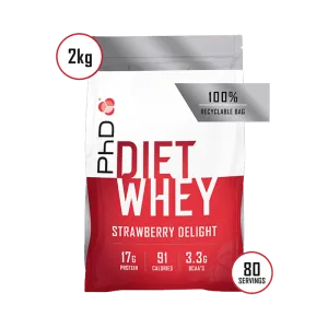Pudra proteica cu aroma de capsuni Diet Whey, 2kg, PhD