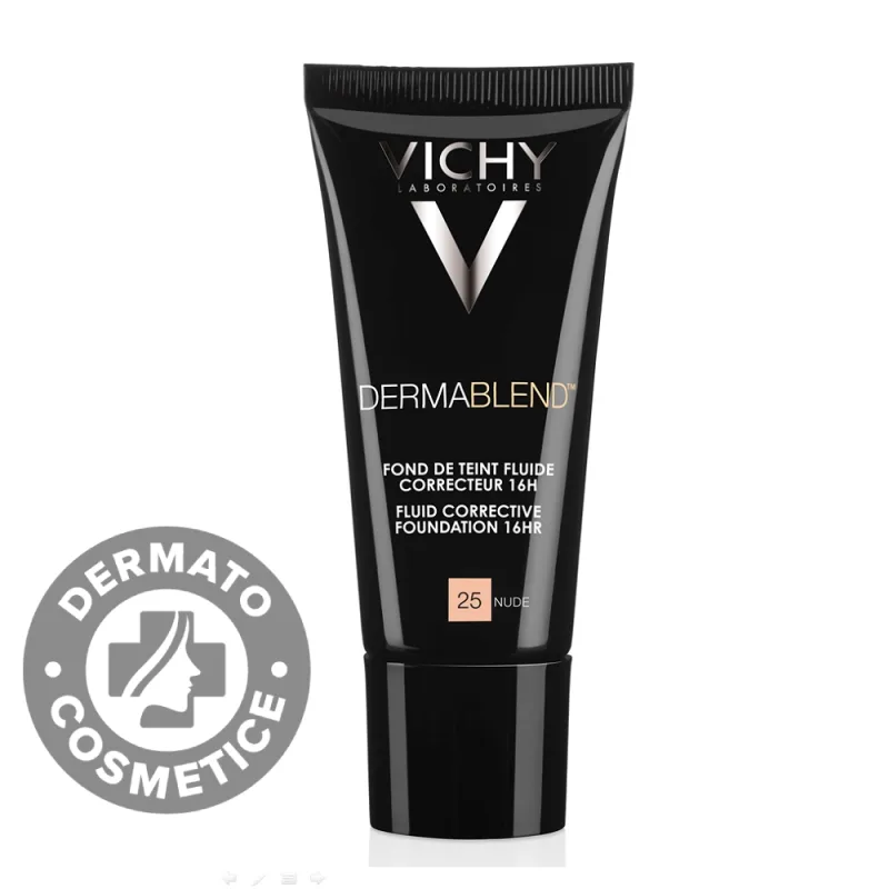 Fond de ten corector fluid rezistenta 16h SPF 28 ten normal sau uscat Dermablend 25, 30ml, Vichy — preț și oferte