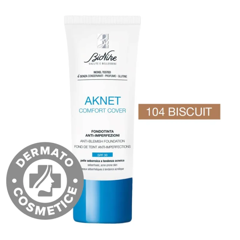 Fond de ten pentru tenul acneic Aknet Comfort Cover 104 Biscuit, 30ml, Bionike — preț și oferte