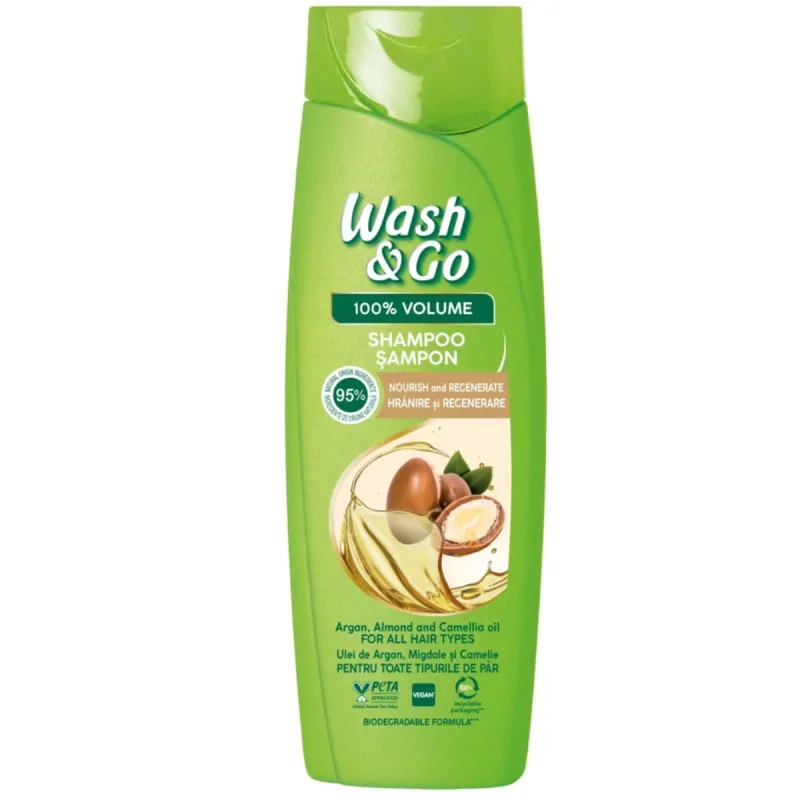 Sampon cu ulei de argan, midgale si camelie, 360ml, Wash&Go — preț și oferte