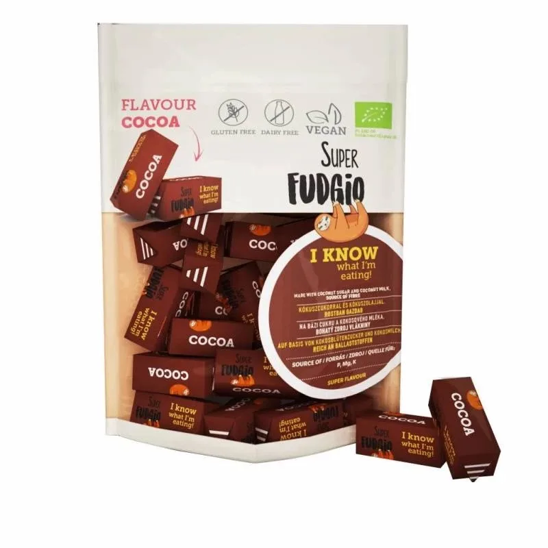 Caramele bio cu aroma de cacao fara gluten, 150g, Super Fudgio — preț și oferte