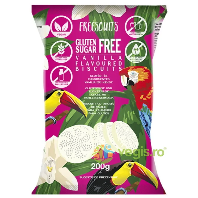 Biscuiti cu Aroma de Vanilie fara Zahar Adaugat 200g FREESCUITS — preț și oferte