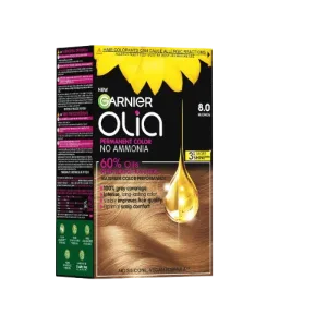 Vopsea de par permanenta fara amoniac 8.0 Blonde Olia, 174ml, Garnier