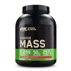 Gainer pudra proteica proteine din zer 100% Serious Mass Capsuni, 2.73kg, Optimum Nutrition