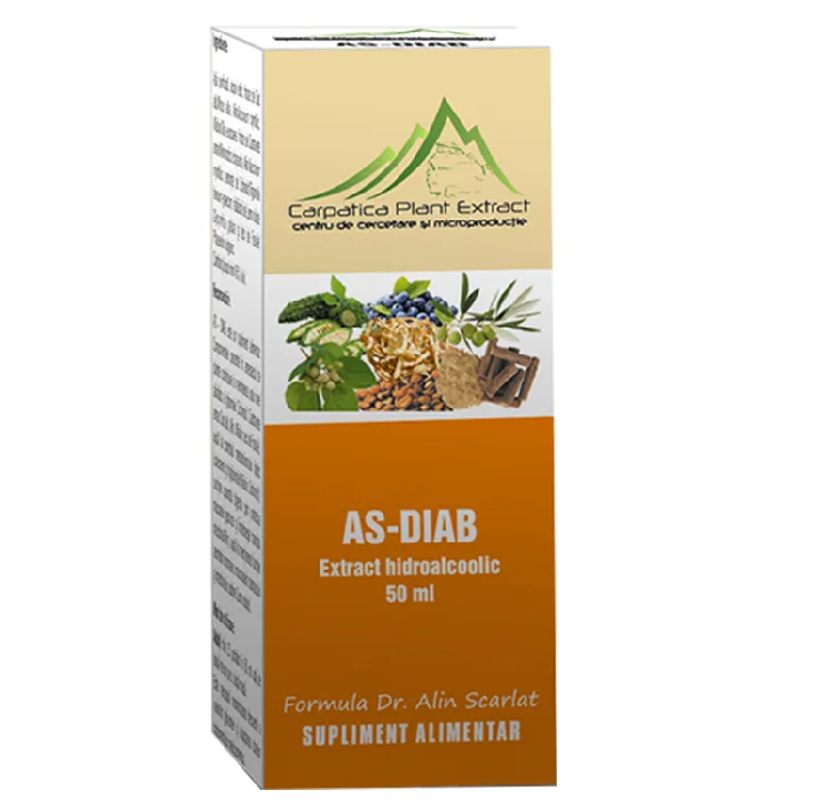 AS - DIAB extract hidroalcoolic 50 ml Carpatica Plant Extract — preț și oferte