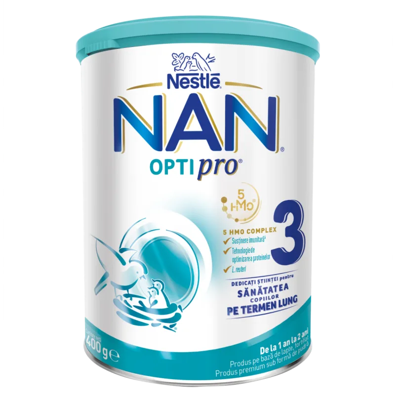 Lapte praf Nan 3 Optipro Premium +12 luni, 400g, Nestle — preț și oferte