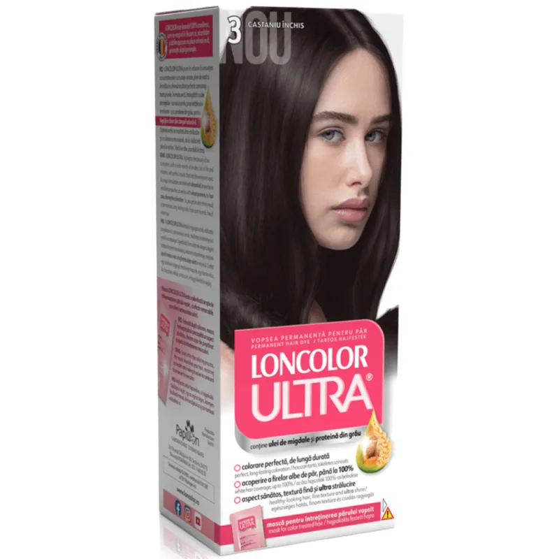 Vopsea de par permanenta Ultra Nr. 3, 110ml, Loncolor — preț și oferte