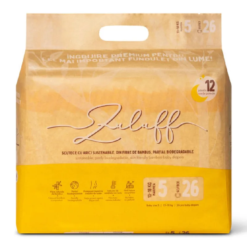 Scutece din bambus, marimea 5, 13-18 kg, 26 bucati, Zuluff — preț și oferte