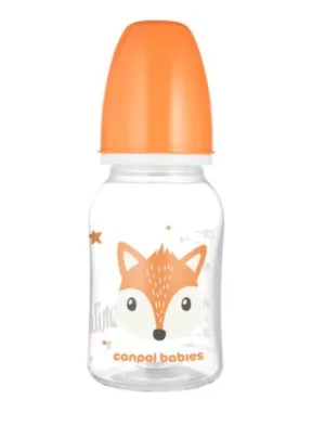 Canpol 11/851 Biberon cu gat ingust pp cute animals 0+ luni 120 ml  orange