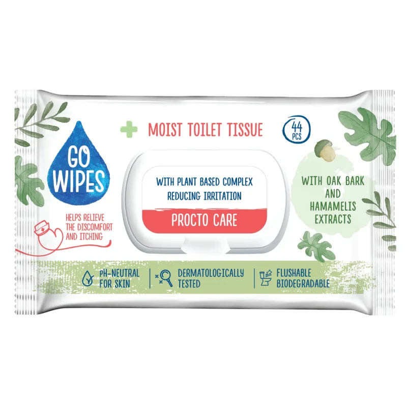 Hartie igienica umeda Procto Care, 44 bucati, Go Wipes — preț și oferte