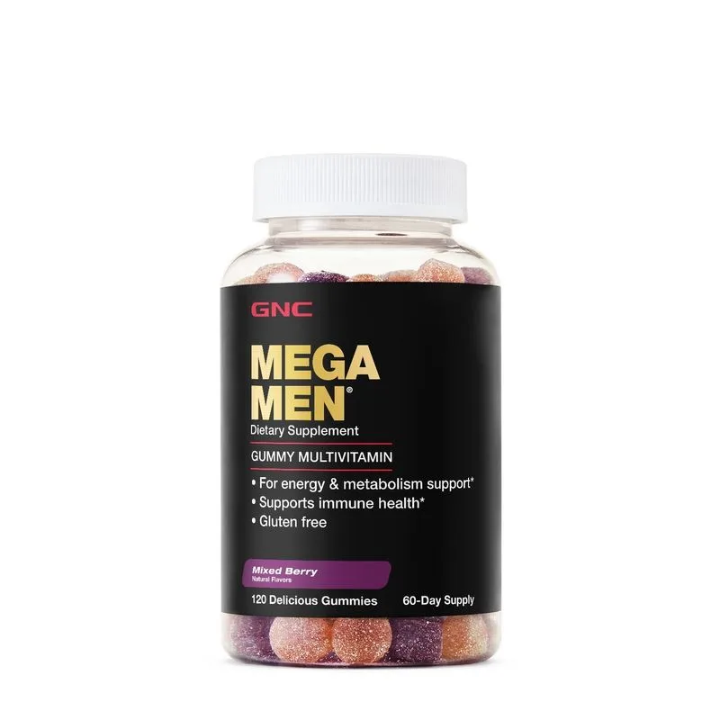 GNC Mega Men Gummy Multivitamin, Multivitamine Jeleuri pentru Barbati cu Aroma Naturala de Fructe de Padure | 120 buc — preț și oferte