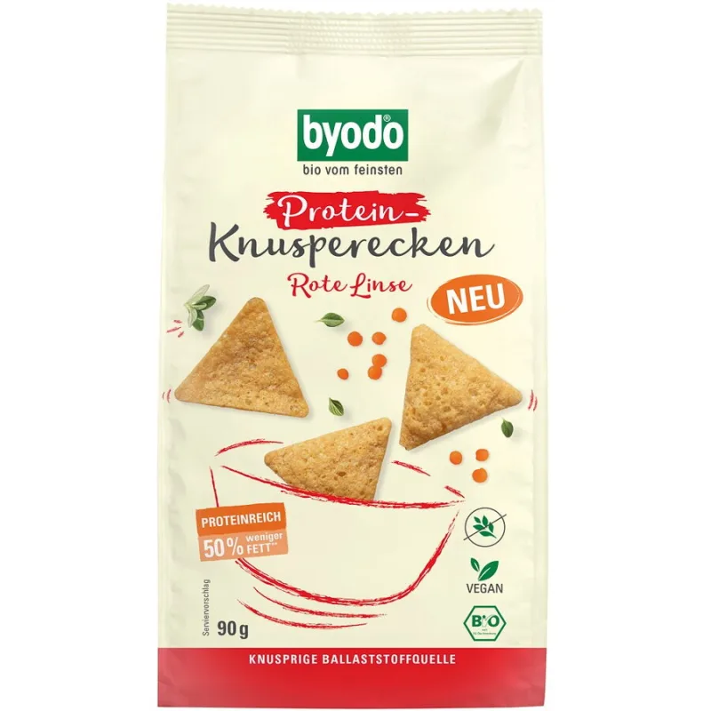 Mini Crackers Proteici cu Linte Rosie fara Gluten Ecologici/Bio 90g BYODO — preț și oferte
