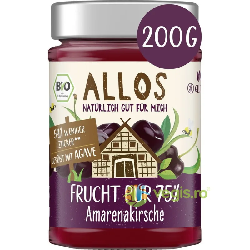 Dulceata de Cirese Amare cu Sirop de Agave fara Gluten Ecologica/Bio 200g ALLOS — preț și oferte