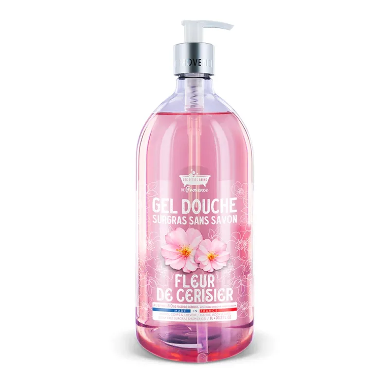 Gel de dus cu Floare de Cires Surgras fara sapun, 1l, Les Petites Bains de Provence — preț și oferte