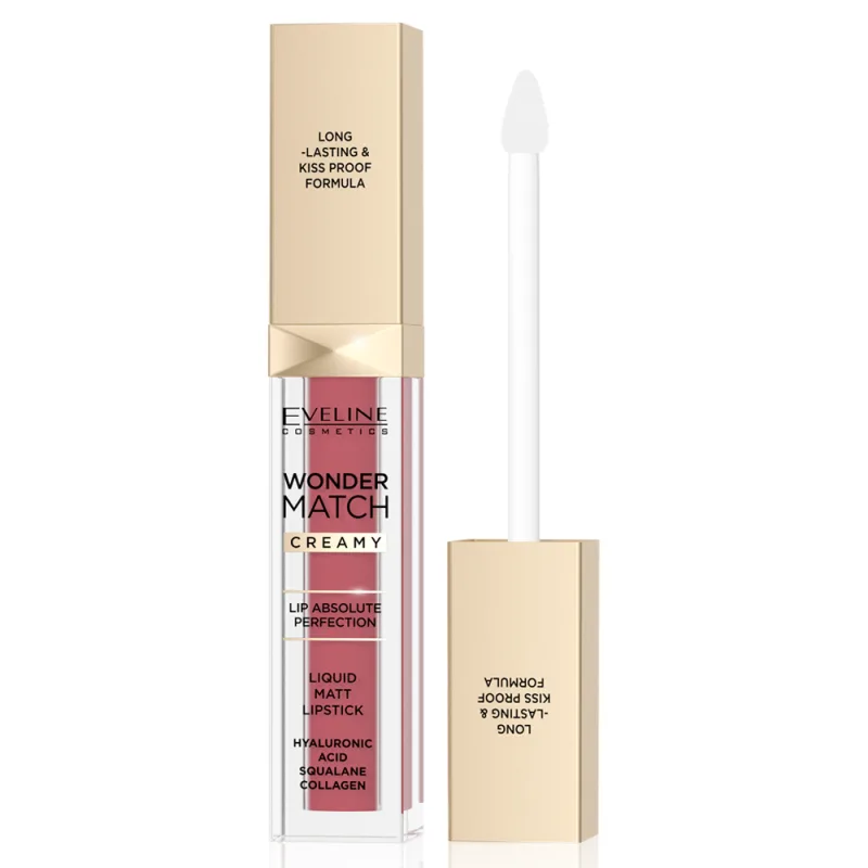 Ruj lichid mat Wonder Match Creamy No. 08 Cashmere Rose, 6.8ml, Eveline Cosmetics — preț și oferte