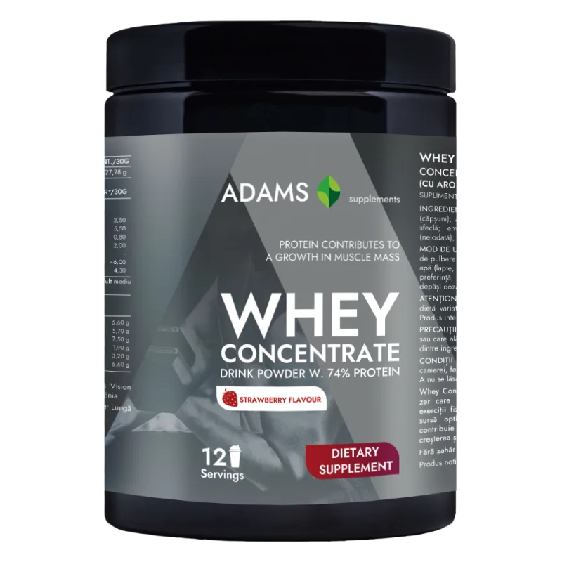 Pudra proteica cu aroma de capsuni Whey Concentrate Protein, 360g, Adams Vision — preț și oferte