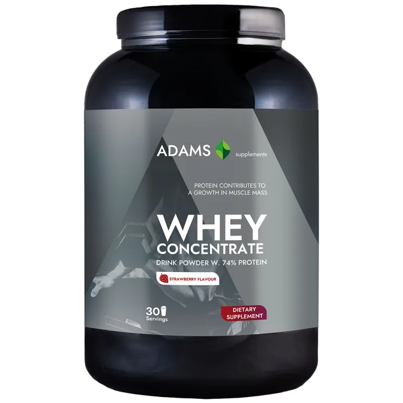 Pudra proteica cu aroma de capsuni Whey Concentrate Protein, 908g, Adams Vision — preț și oferte