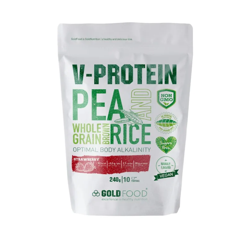 Pudra proteica V Protein cu capsuni, 240g, Gold Nutrition — preț și oferte