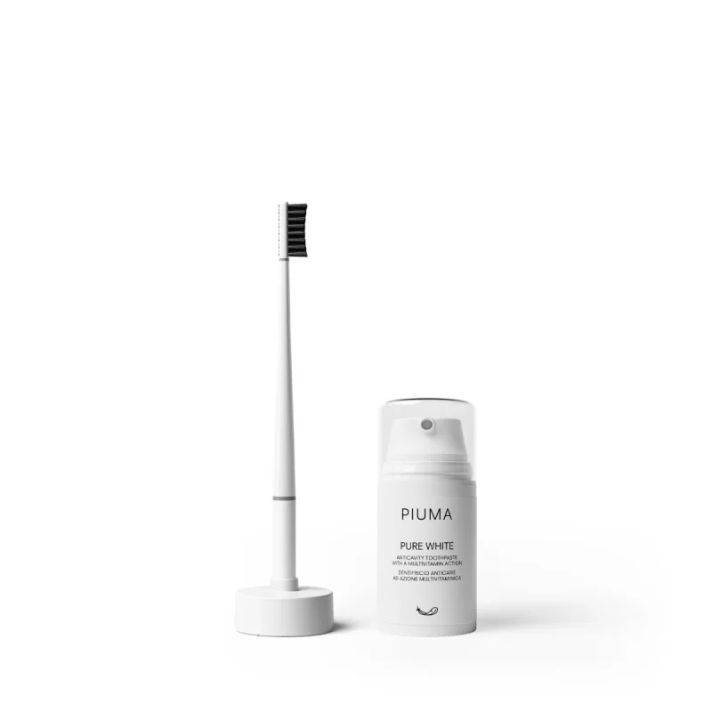 Set Periuta + Pasta de dinti 75ml Medium Pure White, Piuma — preț și oferte