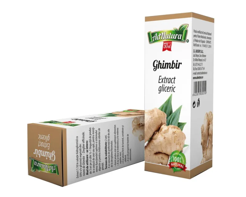 Extract gliceric de ghimbir, 50ml, AdNatura — preț și oferte