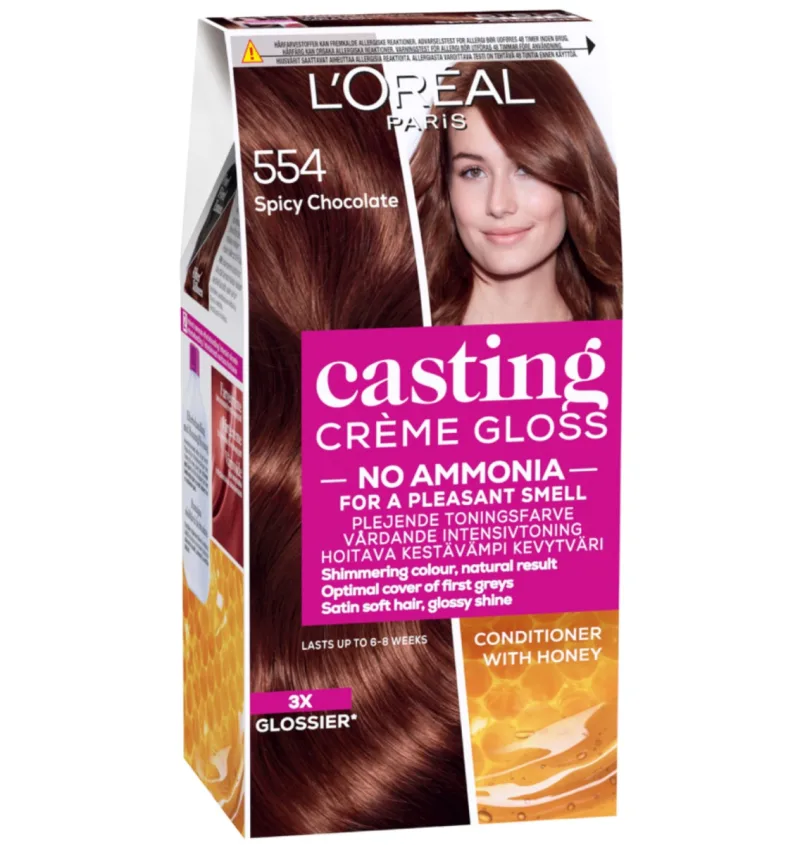 Vopsea de par semi-permanenta fara amoniac Casting Creme Gloss 554 Ciocolata cu Chili, 180ml, L'Oreal Paris — preț și oferte