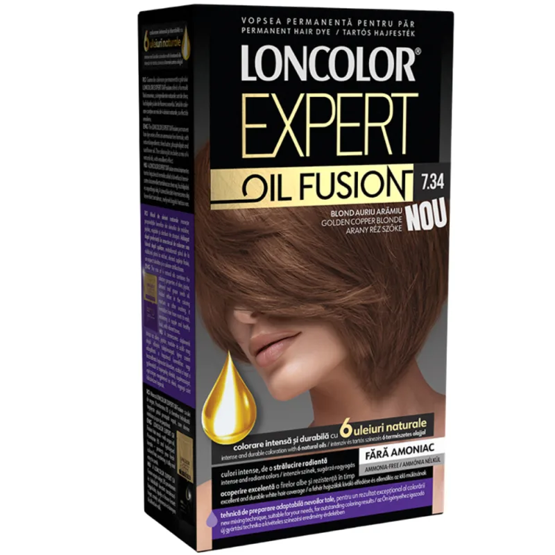 Vopsea de par permanenta Expert Oil Fusion Nr 7.34, 115ml, Loncolor — preț și oferte