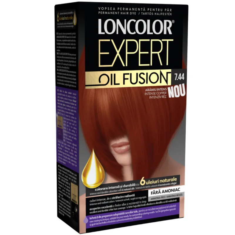 Vopsea de par permanenta Expert Oil Fusion Nr 7.44, 115ml, Loncolor — preț și oferte