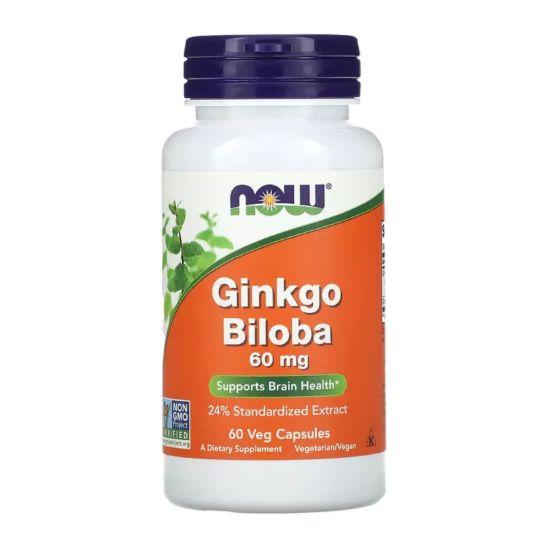Ginkgo Biloba, 60 mg, 60 capsule vegetale, Now Foods — preț și oferte