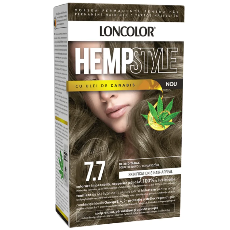 Vopsea de par permanenta Hempstyle Nr. 7.7, 110ml, Loncolor — preț și oferte