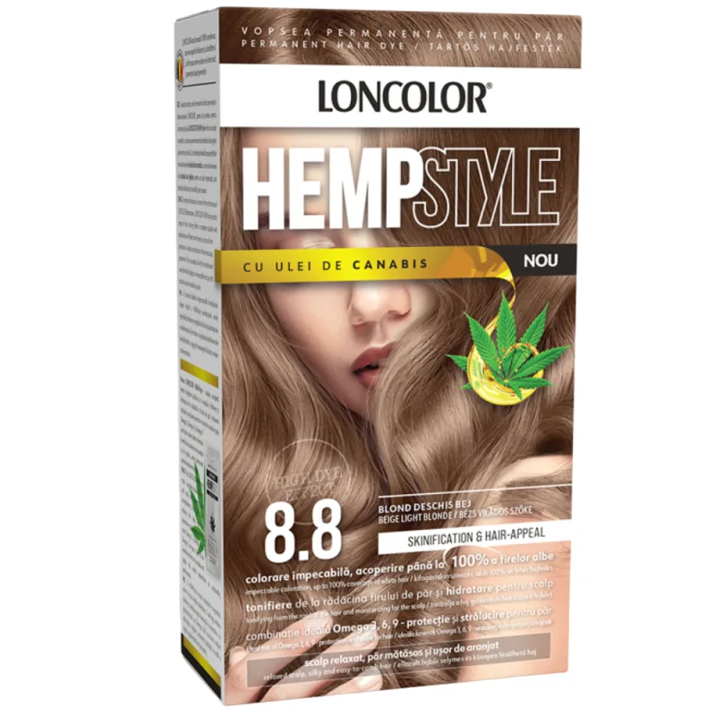 Vopsea de par permanenta Hempstyle Nr. 8.8, 110ml, Loncolor — preț și oferte
