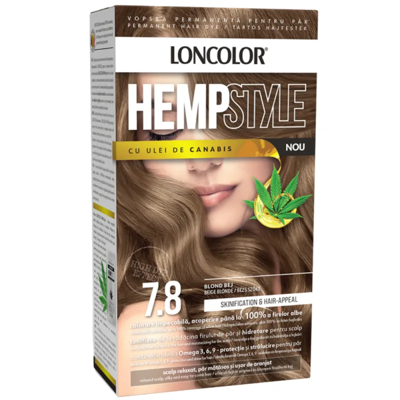 Vopsea de par permanenta Hempstyle Nr. 7.8, 110ml, Loncolor — preț și oferte