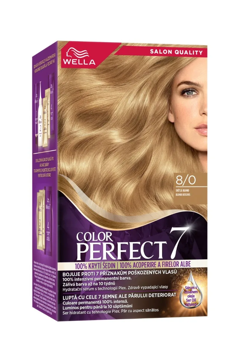 Vopsea de par permanenta Blond Deschis 8/0 Color Perfect, 135ml, Wella — preț și oferte