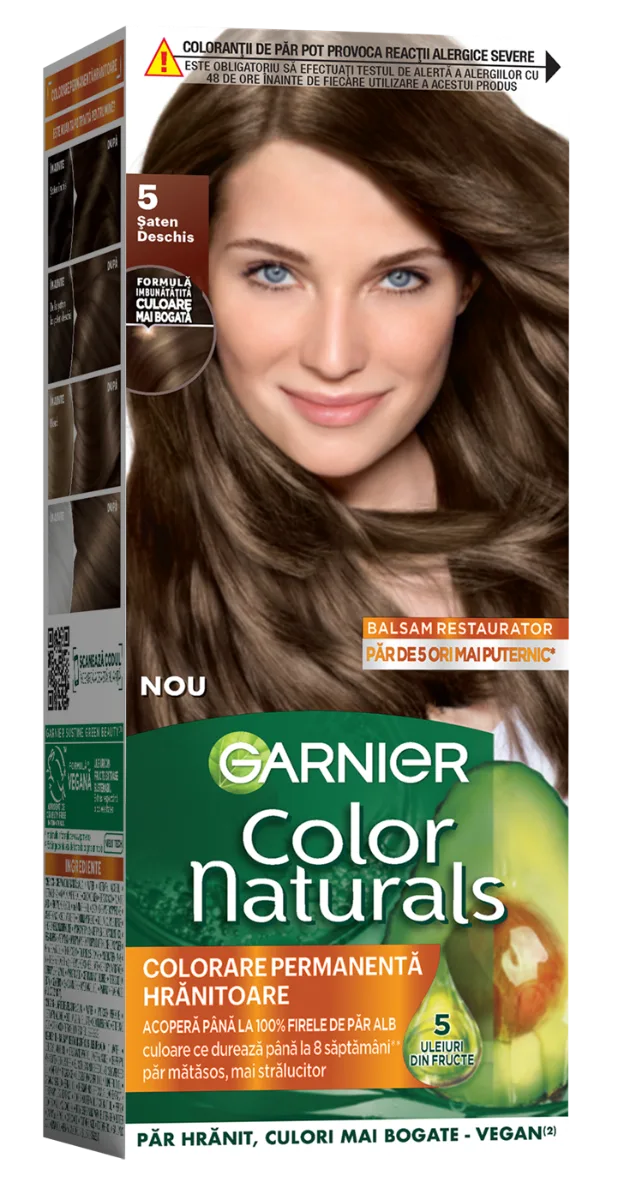 Vopsea de par permanenta Color Naturals 5 Saten Deschis, 112ml, Garnier — preț și oferte