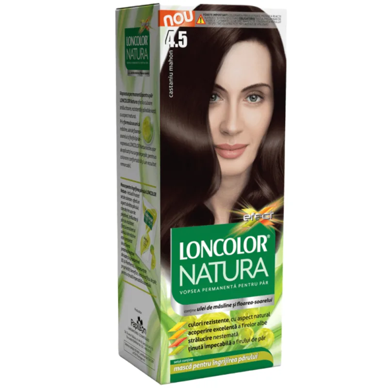 Vopsea de par permanenta Natura Nr. 4.5, 115ml, Loncolor — preț și oferte