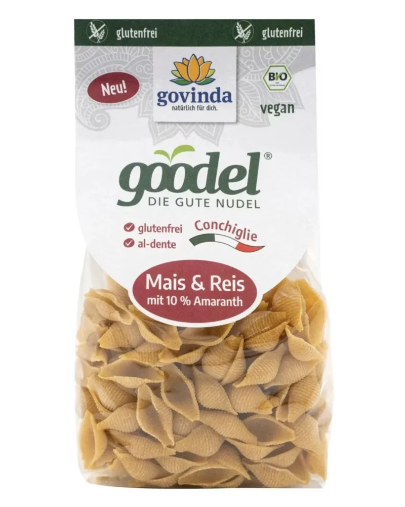 Paste Cochilii din Porumb, Orez, Amarant și Teff Ecologice, 250 g, Govinda — preț și oferte