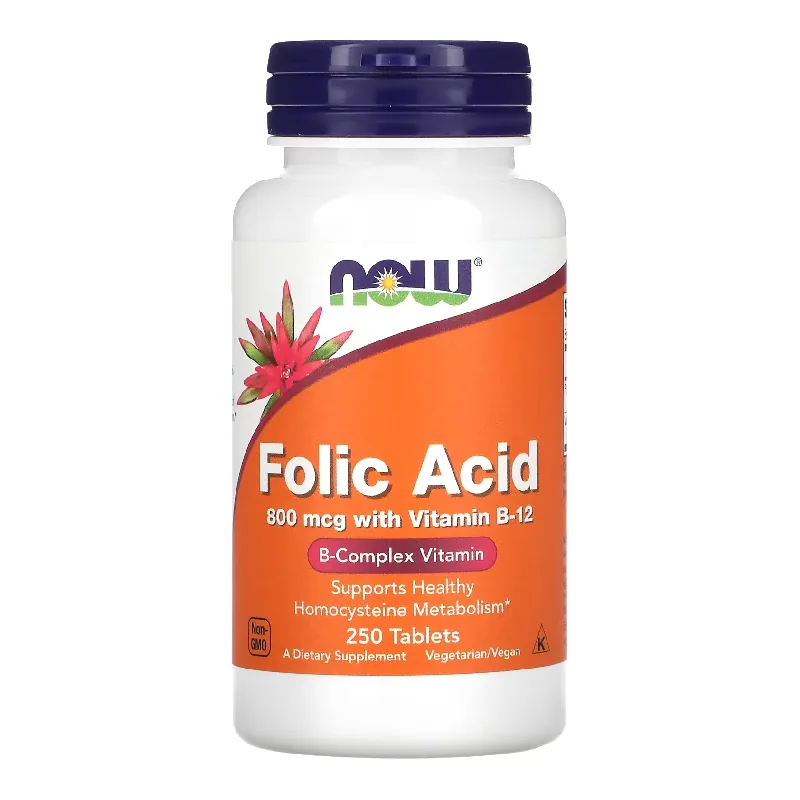 Acid Folic 800 mcg Cu Vitamina B-12 25 mcg, 250 tablete, Now Foods — preț și oferte