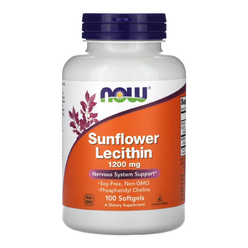 Lecitina din floarea soarelui, 1200 mg, 100 gelule moi, Now Foods — preț și oferte