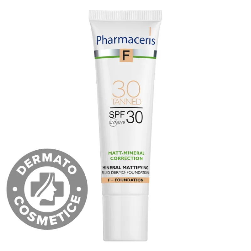 Fond de ten fluid matifiant mineral SPF30 30 Tanned F, 30ml, Pharmaceris — preț și oferte
