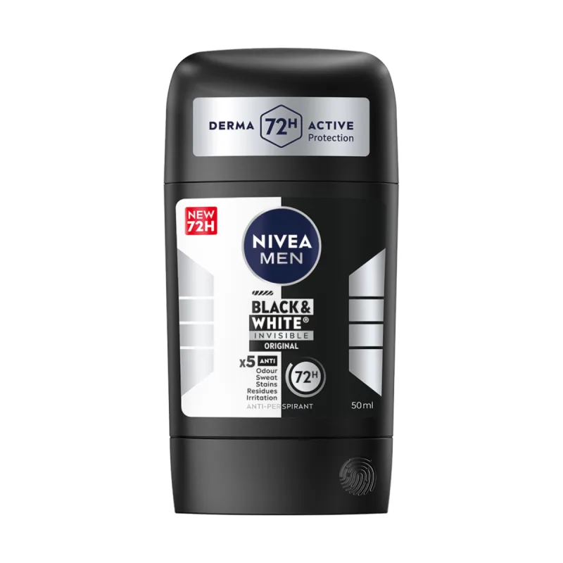 Deodorant stick masculin Black & White Invisible Original, 50ml, Nivea — preț și oferte