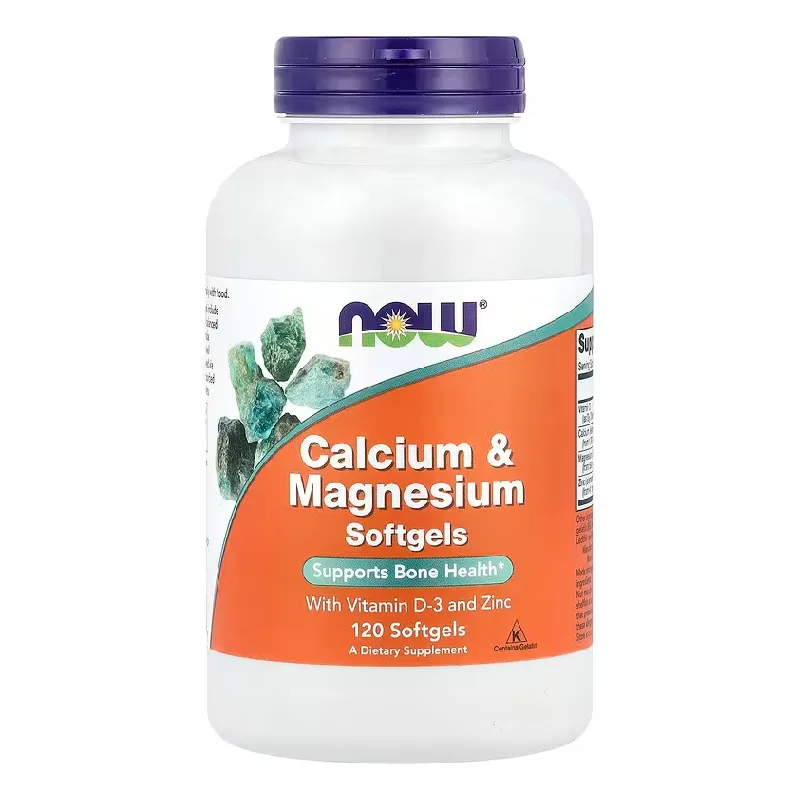 Calciu si magneziu cu vitamina D-3 si zinc, 120 gelule moi, Now Foods — preț și oferte