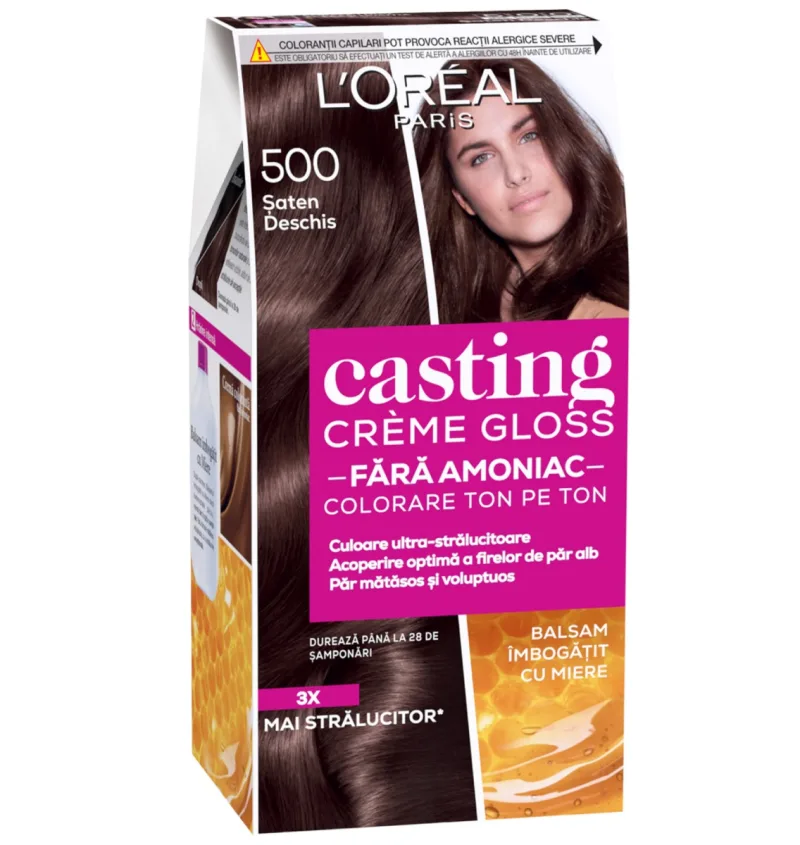 Vopsea de par semi-permanenta fara amoniac Casting Creme Gloss 500 Saten Deschis, 180ml, L'Oreal Paris — preț și oferte
