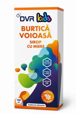 Sirop Burtică Voioasă Kids fără Zahăr, 150 ml, DVR Pharm