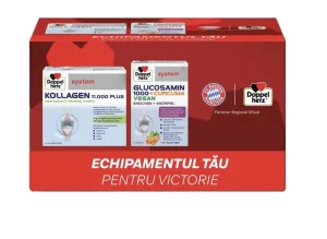 DOPPELHERZ System Kollagen PL 11000, 30 Flacoane + Glucozamină 1000 și Curcuma Veg., 60 Capsule, Queisser Pharma
